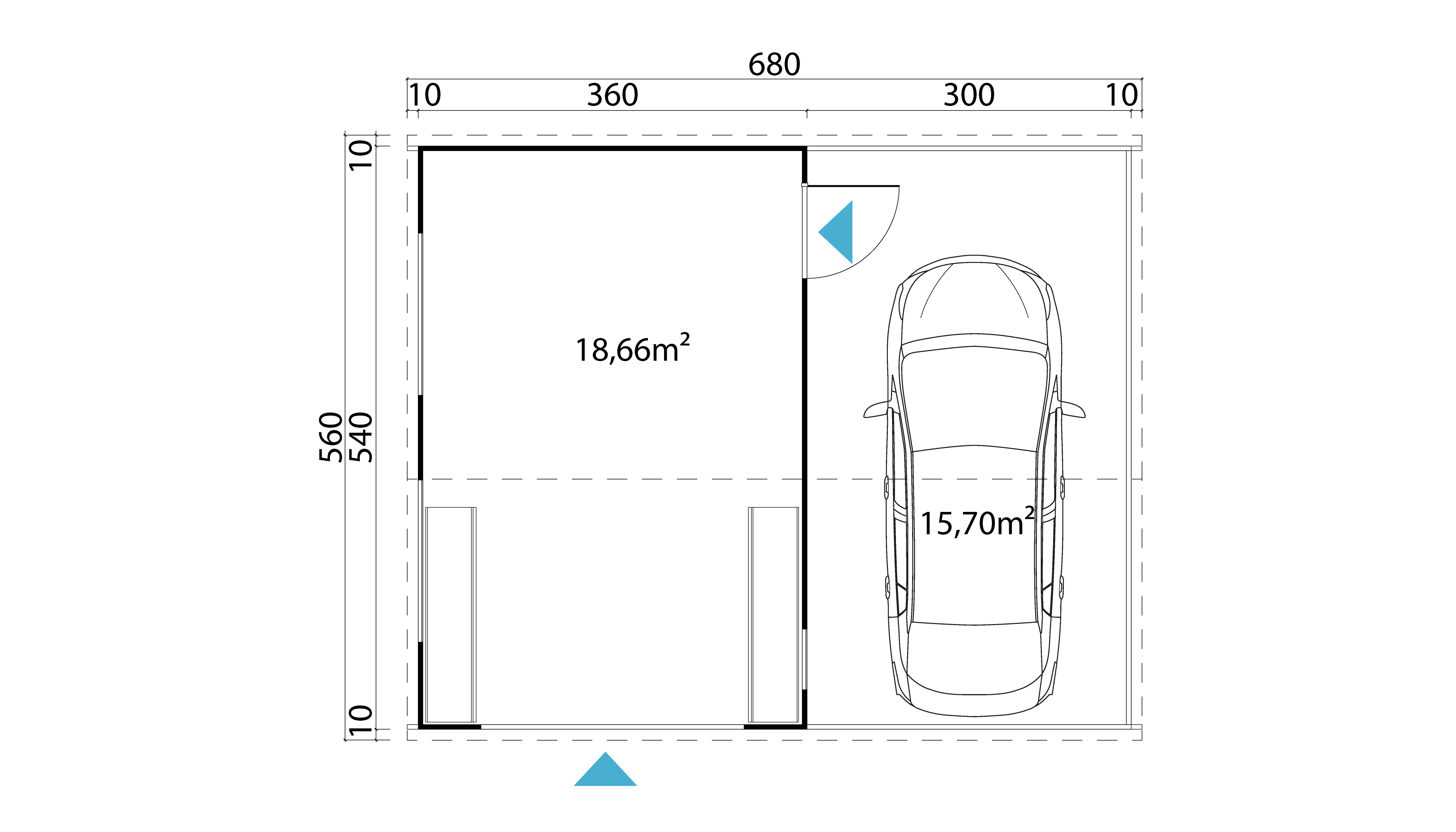 Garage Lasita Maja Bahamas mit Schwingtor gletschergrün