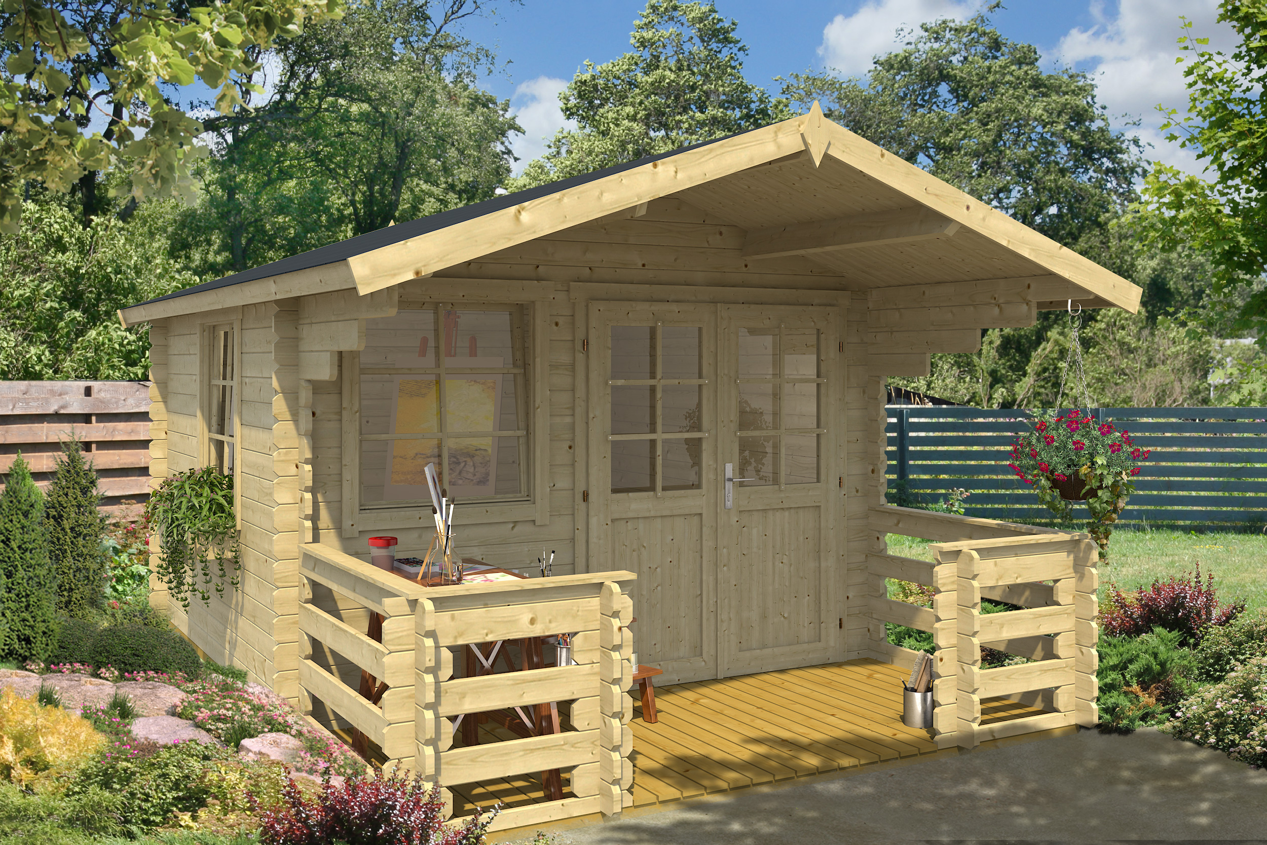 Gartenhaus Blockhaus  Satteldach 28 mm Lola 2 320x320 cm Lasita