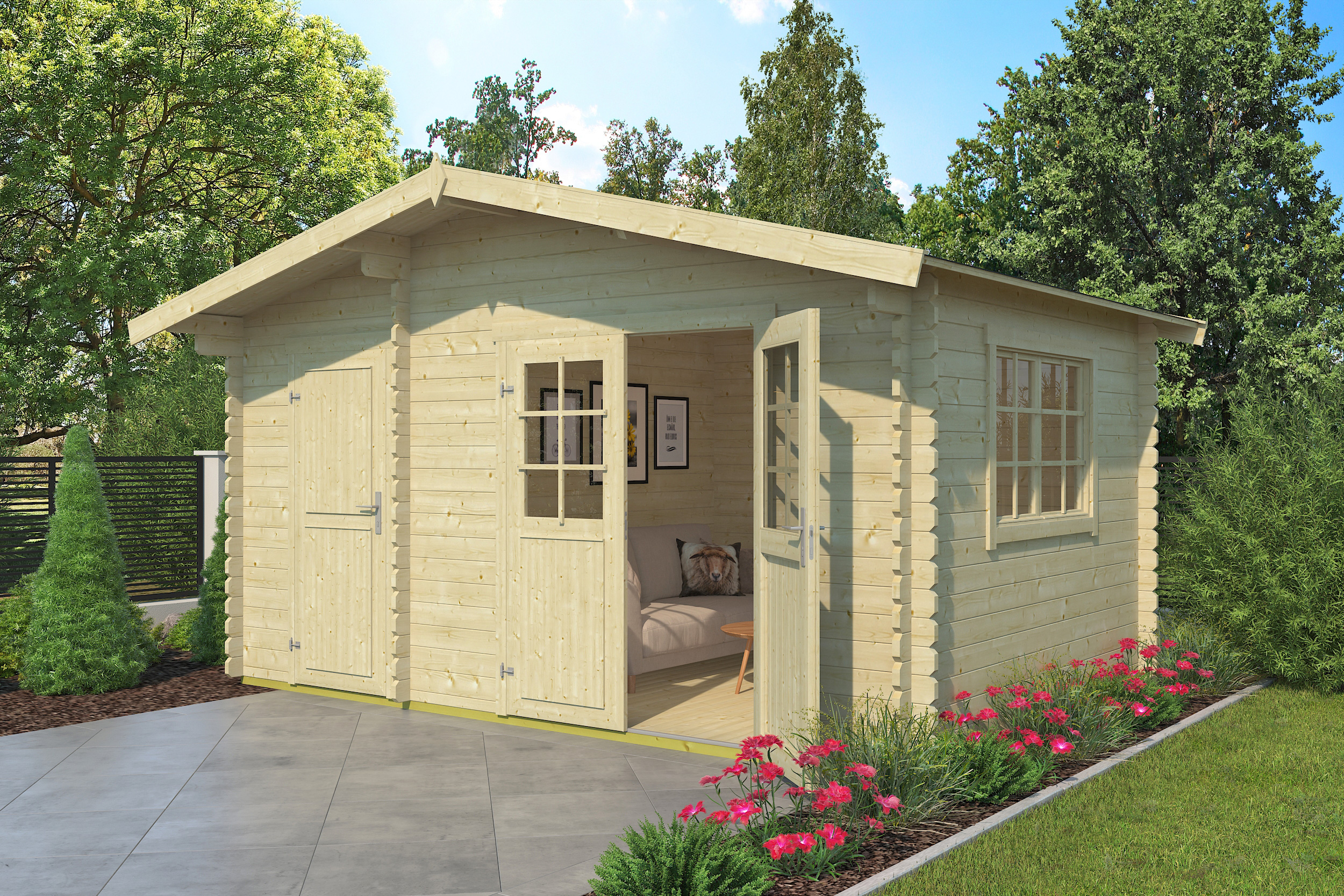 Gartenhaus Blockhaus  Satteldach 34 mm Keila 34 445x300 cm Lasita