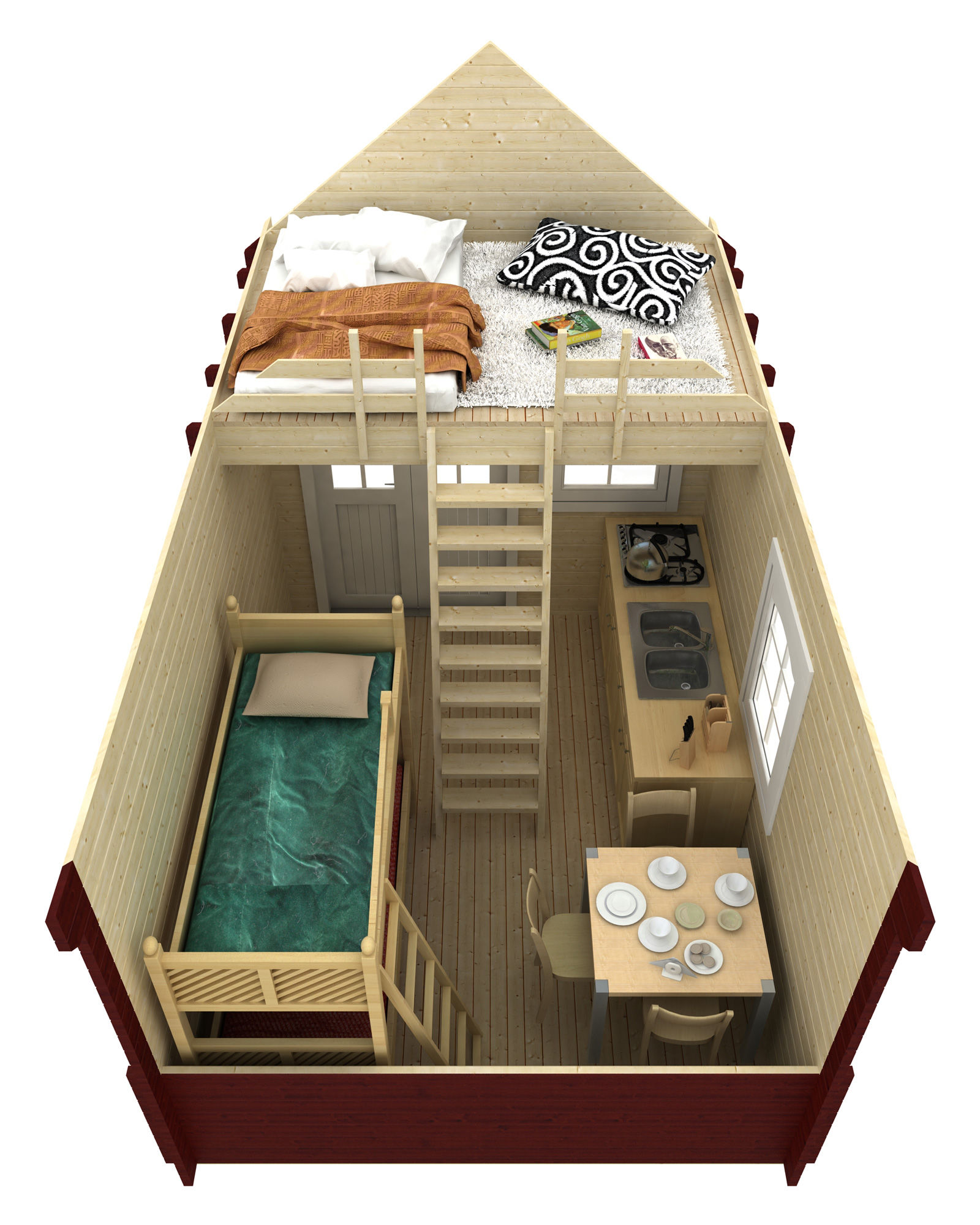 Bunkie mit Schlafboden